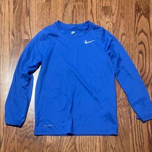 Nike Royal Blue Long Sleeve Performance Top with Silver Swoosh